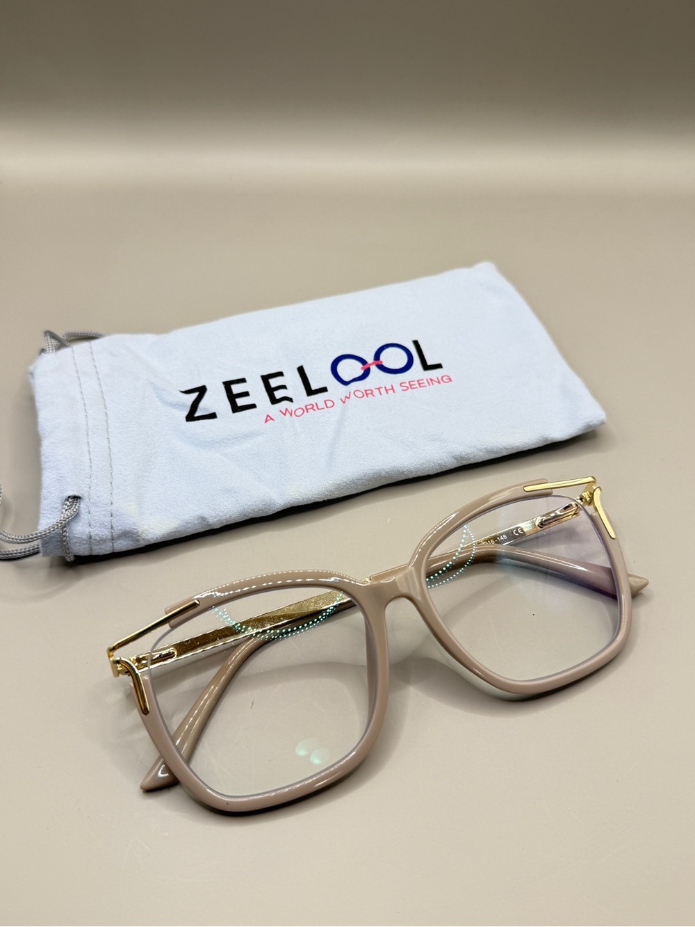 Zeelool Womens Nude Beige Frame Glasses - Fashion Optical, Unknown prescription